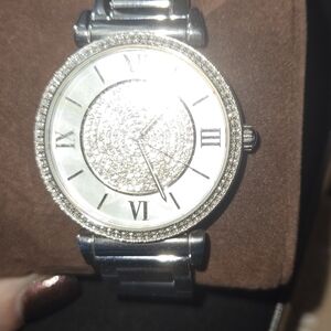 Michael Kors Silver Watch with Crystal Detailing